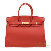 Hermes　Birkin bag 35　Vermillon　Togo leather　Gold hardware