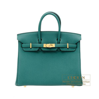 Hermes　Birkin bag 25　Malachite　Togo leather　Gold hardware