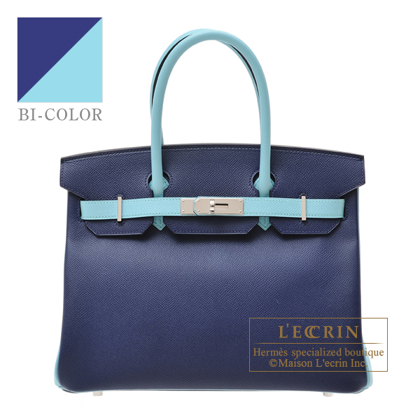 Hermes　Personal Birkin bag 30　Blue saphir/Blue atoll　Epsom leather　Silver hardware