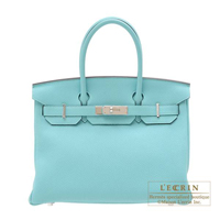 Hermes　Birkin bag 30　Blue atoll　Togo leather　Silver hardware