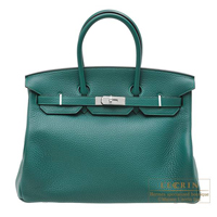 Hermes　Birkin bag 35　Malachite　Clemence leather　Silver hardware