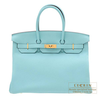 Hermes　Birkin bag 35　Blue atoll　Togo leather　Gold hardware