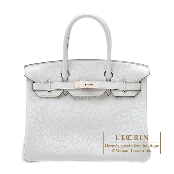 Hermes Birkin bag 30 Blue pale Clemence leather Silver hardware