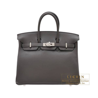 Hermes　Birkin bag 25　Graphite　Swift leather　Silver hardware