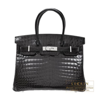 Hermes　Birkin bag 30　Black　Niloticus crocodile skin　Silver hardware