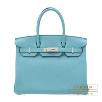 Hermes　Birkin bag 30　Blue Saint-Cyr　Clemence leather　Silver hardware