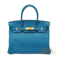 Hermes　Birkin bag 30　Blue izmir　Clemence leather　Gold hardware
