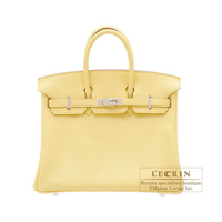 Hermes　Birkin bag 25　Jaune poussin　Swift leather　Silver hardware