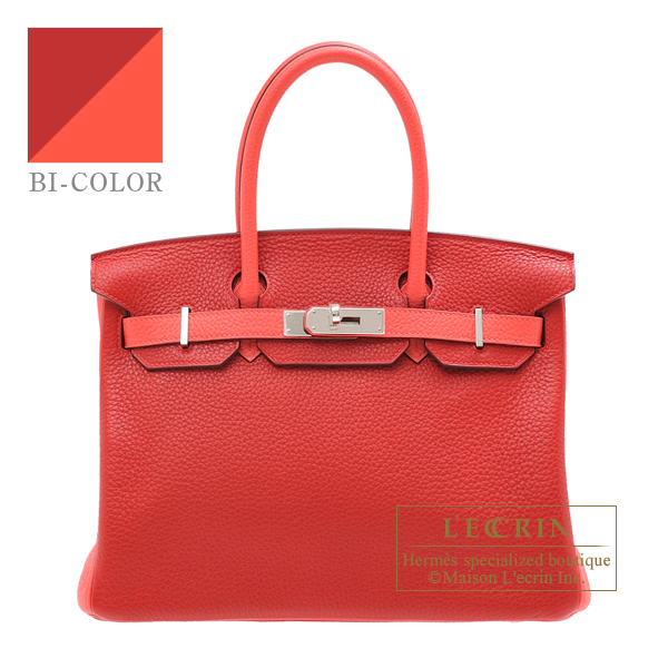 Hermes　Personal Birkin bag 30　Rouge casaque/Rose jaipur　Clemence leather　Silver hardware