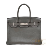 Hermes　Birkin bag 30　Vert gris　Clemence leather　Silver hardware