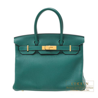 Hermes　Birkin bag 30　Malachite　Clemence leather　Gold hardware