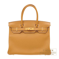 Hermes　Birkin bag 30　Natural sable　Clemence leather　Gold hardware