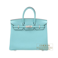 Hermes　Birkin bag 25　Blue atoll　Togo leather　Silver hardware