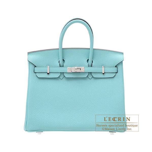 Hermes Birkin bag 25 Blue atoll Togo leather Silver hardware | L&#39;ecrin Boutique Singapore