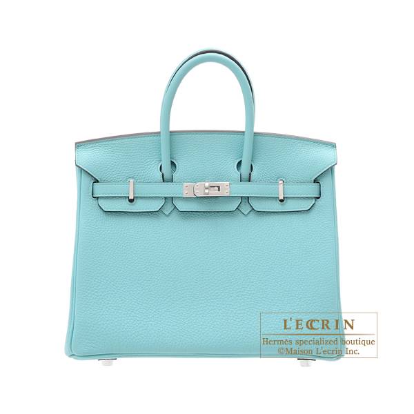 Hermes Birkin bag 25 Blue atoll Togo leather Silver hardware