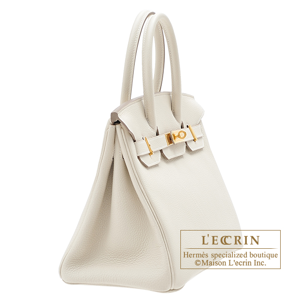 Hermes Birkin Mini Bag Togo Leather Gold Hardware In White