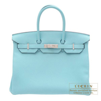 Hermes　Birkin bag 35　Blue atoll　Togo leather　Silver hardware