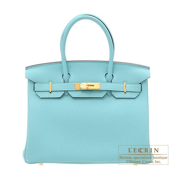 Hermes Birkin Bag 30 Blue Atoll Togo Gold Hardware