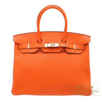 Hermes　Birkin bag 35　Feu　Clemence leather　Gold hardware