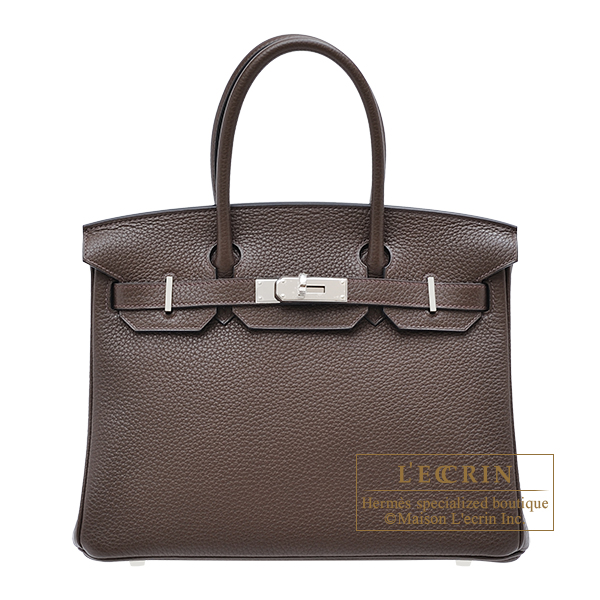 Hermes　Birkin bag 30　Cafe　Clemence leather　Silver hardware