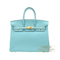 Hermes　Birkin bag 25　Blue atoll　Togo leather　Gold hardware