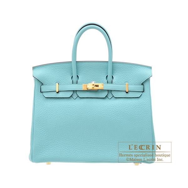 Hermes Birkin bag 25 Blue atoll Togo leather Gold hardware | L&#39;ecrin Boutique Singapore