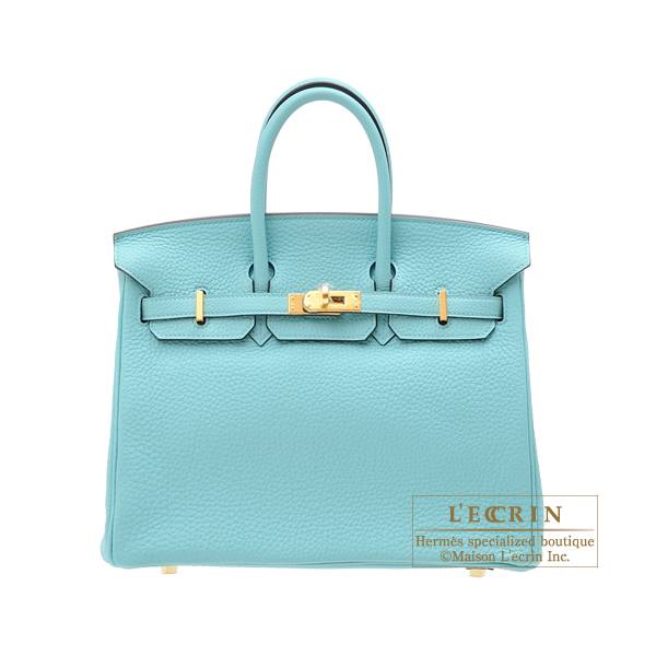 Hermes Birkin Bag 25cm Blue Atoll Togo Gold Hardware