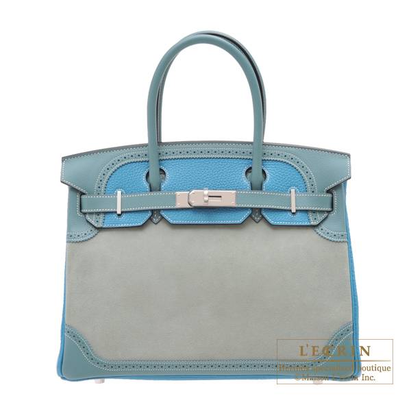 Hermès Grizzly Birkin 30 Bleu De Galice Ciel Grizzly Evercolor