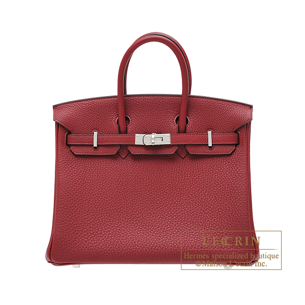 Hermes　Birkin bag 25　Rouge grenat　Togo leather　Silver hardware