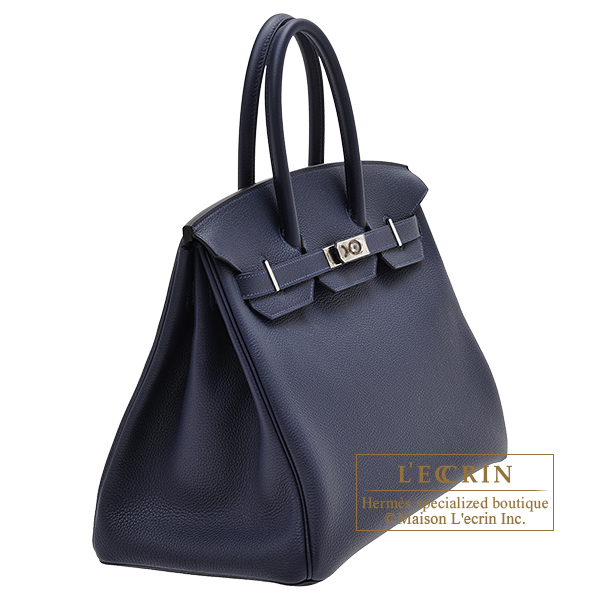 Hermes Birkin bag 35 Blue nuit Togo leather Silver hardware