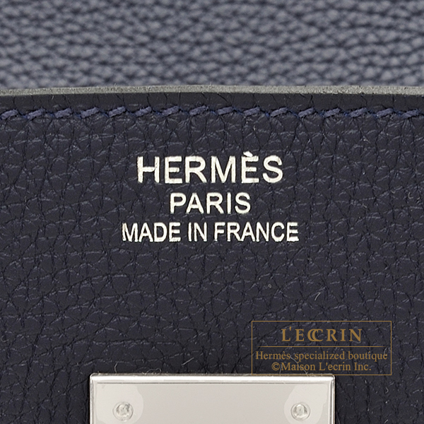 Hermes Birkin bag 35 Blue nuit Togo leather Silver hardware
