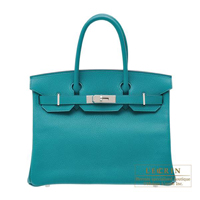 Hermes　Birkin bag 30　Blue paon　Chevre myzore goatskin　Silver hardware