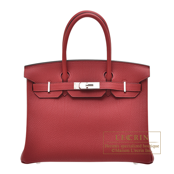 Hermes Birkin bag 30 Rouge grenat Togo leather Silver hardware