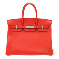 Hermes　Birkin bag 35　Rouge tomate　Clemence leather　Silver hardware