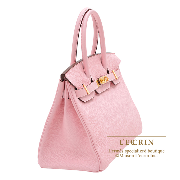 Hermes Birkin 30 Bag 3q rose Sakura Clemence Calfskin SHW