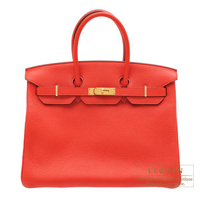 Hermes　Birkin bag 35　Rouge tomate　Clemence leather　Gold hardware