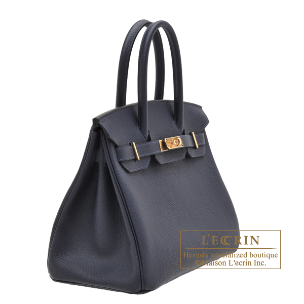 Hermes 30 Birkin Bag Blue Nuit Togo Handbag