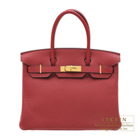 Hermes　Birkin bag 30　Rouge grenat　Clemence leather　Gold hardware