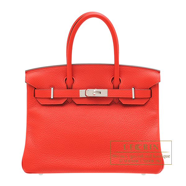 Hermes　Birkin bag 30　Rouge tomate　Clemence leather　Silver hardware