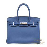 Hermes　Birkin bag 30　Blue agate　Clemence leather　Silver hardware