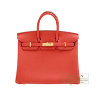 Hermes　Birkin bag 25　Geranium　Togo leather　Gold hardware