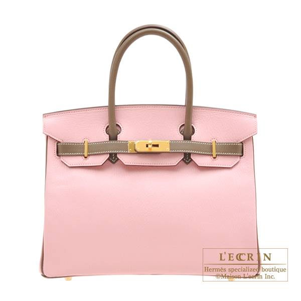 Hermes Personal Birkin bag 30 Rose sakura/ Etoupe grey Chevre