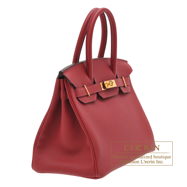 Hermes Birkin bag 30 Rouge grenat Togo leather Gold hardware