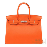 Hermes　Birkin bag 35　Feu　Togo leather　Silver hardware