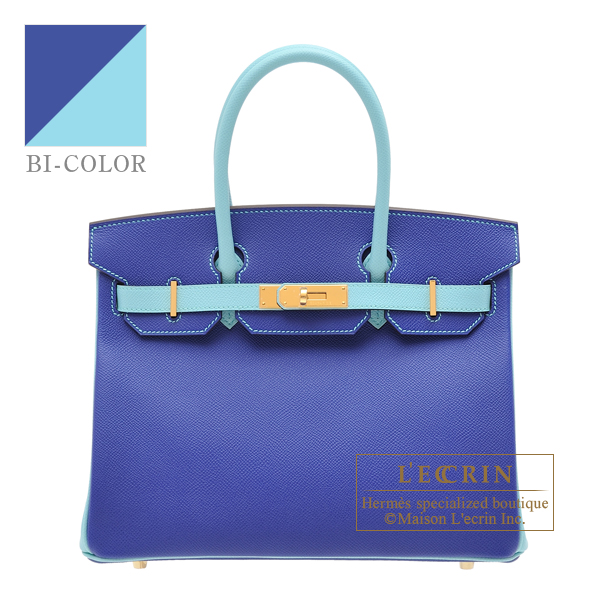 Hermes　Personal Birkin bag 30　Blue electric/　Blue atoll　Epsom leather　Gold hardware