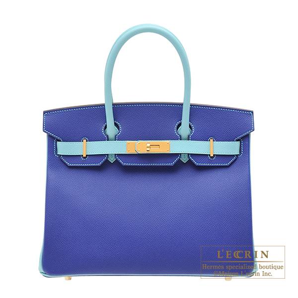 Hermes Personal Birkin bag 30 Blue electric/ Blue atoll Epsom leather Gold  hardware