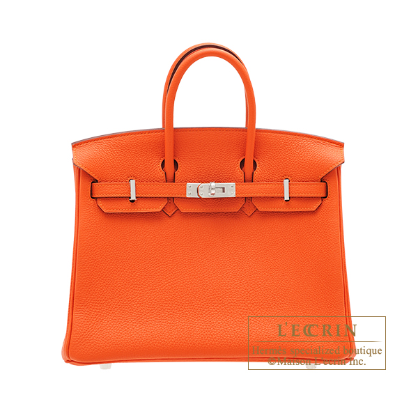 Hermes　Birkin bag 25　Feu　Togo leather　Silver hardware