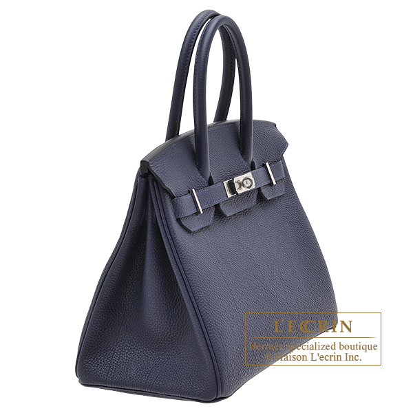 Hermes Birkin Bag Togo Leather Palladium Hardware In Navy Blue