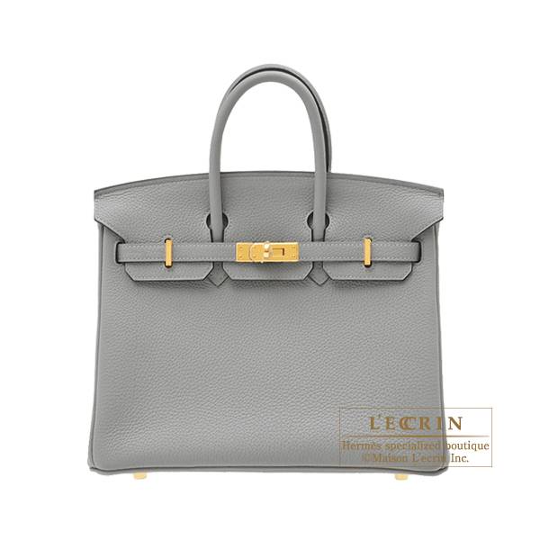 Hermes Birkin bag 25 Gris mouette Togo leather Gold hardware