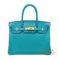 Hermes　Birkin bag 30　Blue paon　Clemence leather　Gold hardware